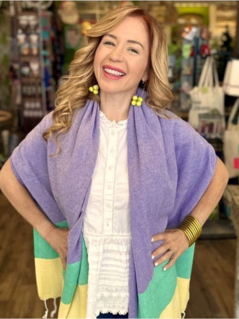 Mardi Gras Color Block Wrap Scarf Loom Weave FLiPSiDE Fleurty Girl NEW Orleans